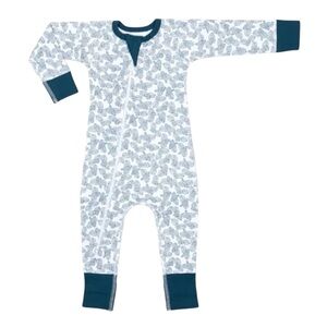 NWTS Sapling Baby organic cotton Blue Leaf Print Baby Onesie. Size 0-3 m, unisex